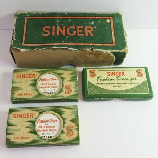 Vintage 14 Pc Singer Sewing Machine Fashion Discs Swing Needle Machine 306 Class
