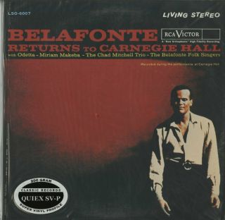 Belafonte Returns To Carnegie Hall 200g 2lp (michael Hobson Archives)