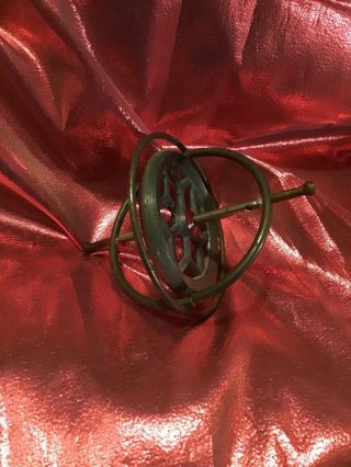 Antique Gyroscope Metal Spinning Top Collectible Toys Cast Iron Center