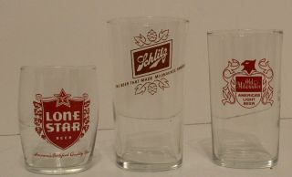 Set 3 Schlitz,  Long Star & Old Milwaukee Beer Glasses