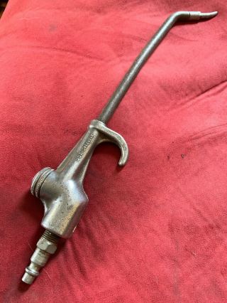 Vintage Schrader Usa Blow Gun Brass Air Valve Nozzle Button Operated