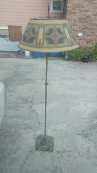 Vintage Rembrant Floor Lamp With Signed Lamp Shade And Cord