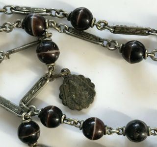 VTG 2 ROSARY GLASS BEADS THE FIRST CLEAR CUT CRYSTAL AND SECOND BLACK AND BROWN 3