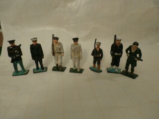 Vintage Military Toy Navy Men Lead/cast Iron/metal Set Of 7