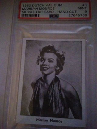 1960 Dutch Val Gum Moviestar Card Marilyn Monroe 3 Psa 9