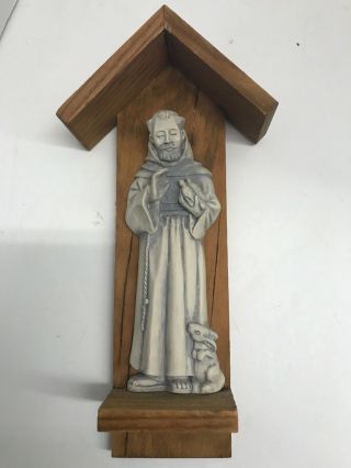 St.  Francis Of Assisi Statue Figure Saint San Francisco De Asis Resin On Wood