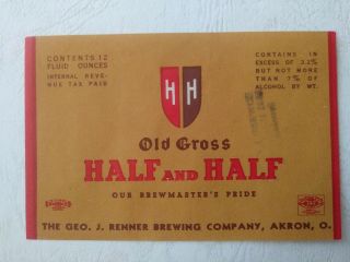 Oh - Irtp - Old Gross Half & Half - 12oz - Renner Brwg Co - Akron
