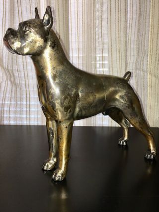 Antique Rare Bronze Boxer Dog Statue Sculpture Signed Jennings Brothers Jb 12”
