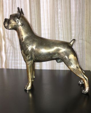 Antique RARE Bronze Boxer Dog Statue Sculpture Signed Jennings Brothers JB 12” 3