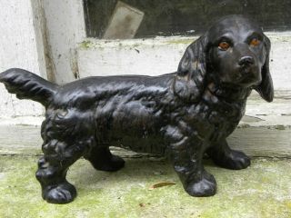 Antique Hubley Art Cast Iron Black Spaniel Dog Doorstop