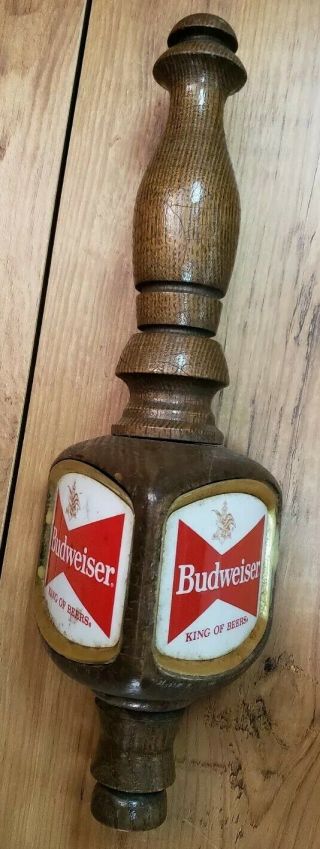Vintage Budweiser 3 Sided Wooden Beer Tap Handle