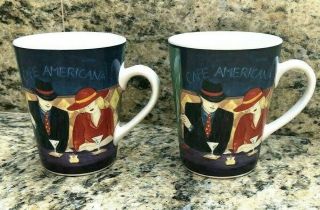 Set Of 2 Sango Cafe Americana Coffee Mugs Cups 14 Oz