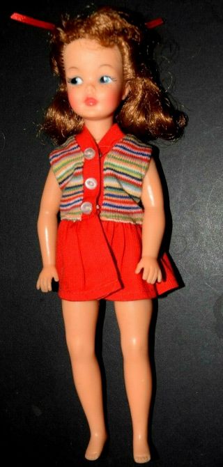 Vintage 1964 Ideal Tammy Pos N Pepper Doll Auburn Long Hair W/original Red Dress