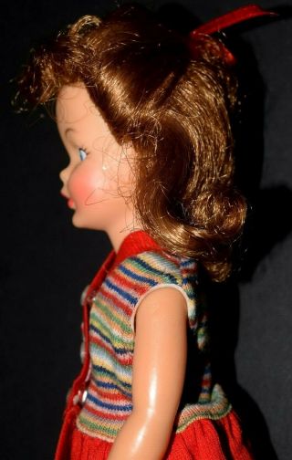 Vintage 1964 Ideal Tammy POS N PEPPER Doll Auburn long Hair w/Original Red Dress 3