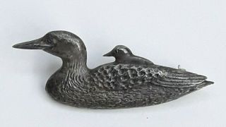 Vintage Sid Bell Signed Duck & Duckling Pin Brooch The Hitch Hiker Tully Ny