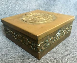 Big antique french box made of bronze early 1900 ' s knight coat of arms 2