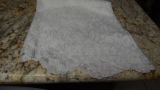 Antique Vintage Very Large White Lace Tablecloth 145 " X 65 " Floral