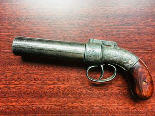 Antique And Rare Decorative Pepperbox Pistol Allen Thurper Worcester