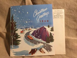 Vintage 1950 Chevrolet Christmas Card From Detroit Dealership Red Classic Car
