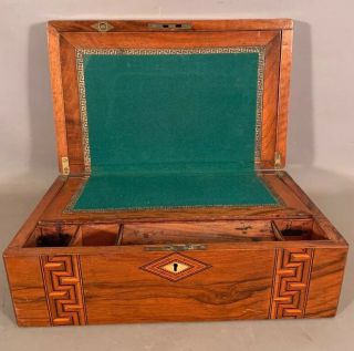 19thc Antique Victorian Old Mop Inlay Lady Writing Lap Desk Traveling Secretary