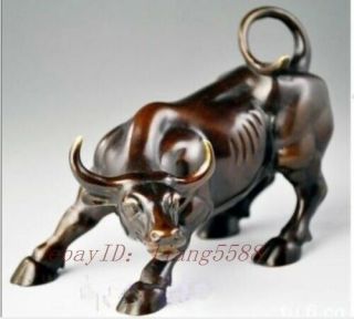 Big Wall Street Bronze Fierce Bull Ox Statue /13 Cm / 5.  12 Inches