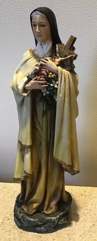 Saint Theresa Statue Hard Plastic/resin Js 9.  5” Tall