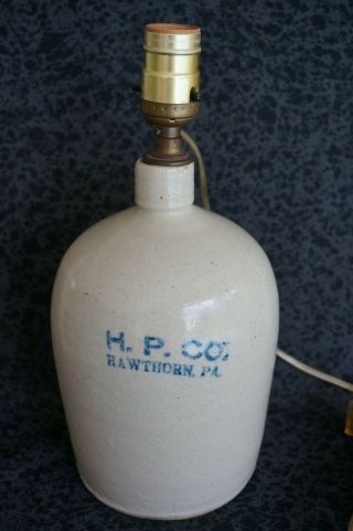 H.  P.  Co.  Hawthorn,  Pa.  1/2 Gallon Stoneware Jug / Lamp (not Drilled)