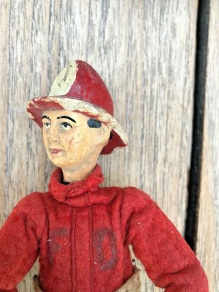 Antique SABA Bucherer Switzerland Fireman Metal Jointed Figure Doll 2