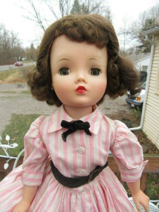 21 " Vintage 1950s Madame Alexander Cissy Doll W/ Tagged Pink White Dress