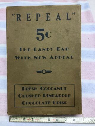 Rare Vintage Repeal 5 Cent Candy Bar Box Advertising Display Wow