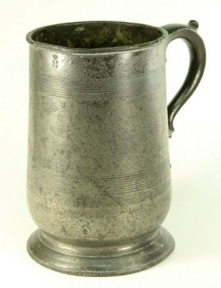 Antique 1837 - 1881 James Yates Pewter Quart Ale Beer Tankard Stein Victorian