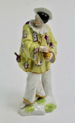 Fine Antique German Or French Hand Painted Porcelain Drunk Pierrot Figure