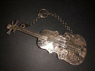 Fine Antique German Or Dutch Solid Silver Novelty Violin Shaped Snuff Pill Box