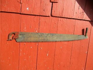 Vintage Antique 2 Man Crosscut Logging Saw,  Wide Blade,  54 " Long