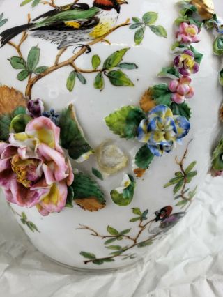 Meissen porcelain flower - encrusted pot - pourri vase late 19th C.  minor issues 11 