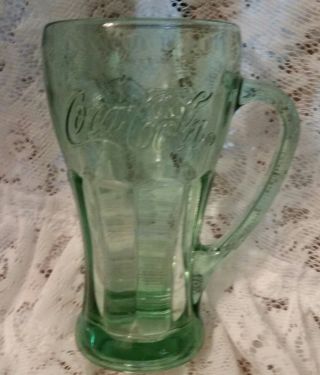 Retro Vintage Libbey Coca Cola Heavy Green Glass Mug With Handle