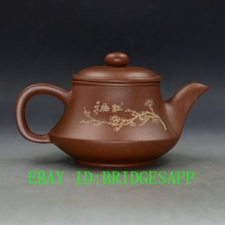 China Yixing Zisha Hand - Carved Plum Blossom Teapot Made By Zhou Zhichen A03