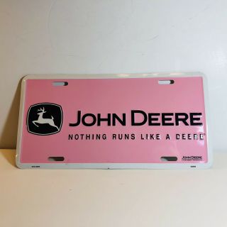 John Deere Nothing Runs Like A Deere License Plate Collectible Decor Pink