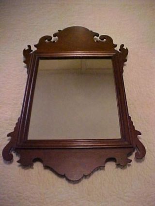 Vintage Colonial Williamsburg Mahogany Shaving Mirror Chippendale Style C W Mark
