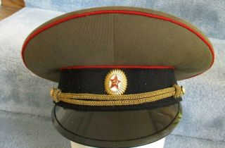 Vintage Russian Officers Military Hat Ussr With Pin Braid Size 57