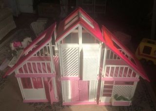 VTG 1985 PINK BARBIE DOLL A Frame DREAM HOUSE Near Complete With Furniture 2
