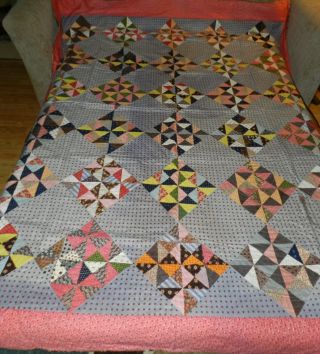 Wonderful Unique Primitive Antique/vintage Cutter Quilt Multi Colors Polka Dots