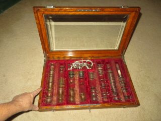 Ant Ophthalmologist Optometrist Boxed Lens Set In Wood Case W/beveled Glass