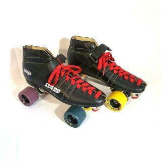 Labeda Pacer Lt429 Roller Derby Skates Black Red Laces Vintage Sz 11