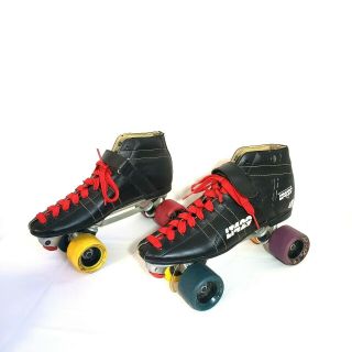 Labeda Pacer LT429 Roller Derby Skates Black Red Laces Vintage SZ 11 2