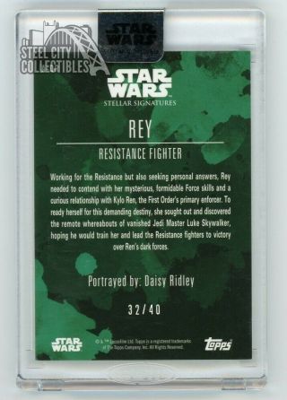 Daisy Ridley Rey 2019 Topps Star Wars Stellar Signatures Autograph Card 32/40 2