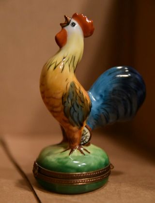 Vintage Limoges French Figural Trinket Box – Rooster Crowing