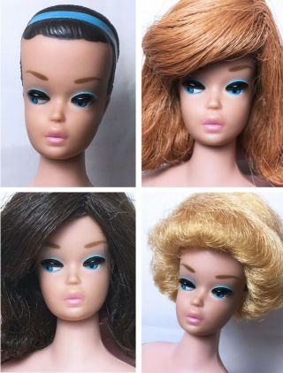 Vintage Fashion Queen Barbie Doll & Wigs With Orig Swimsuit & Hat (pink Lips)