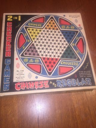 Vintage Chinese Checkers Metal Round Ohio Art Board Game Box No Marbles