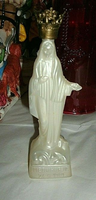 Vintage Religious Virgin Mary " Medugorje " Holy Water Bottle Plastic 7 " High